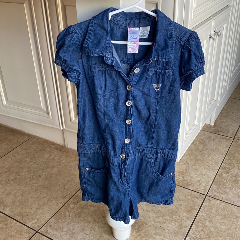 Girls Darling Guess blue Jean romper.